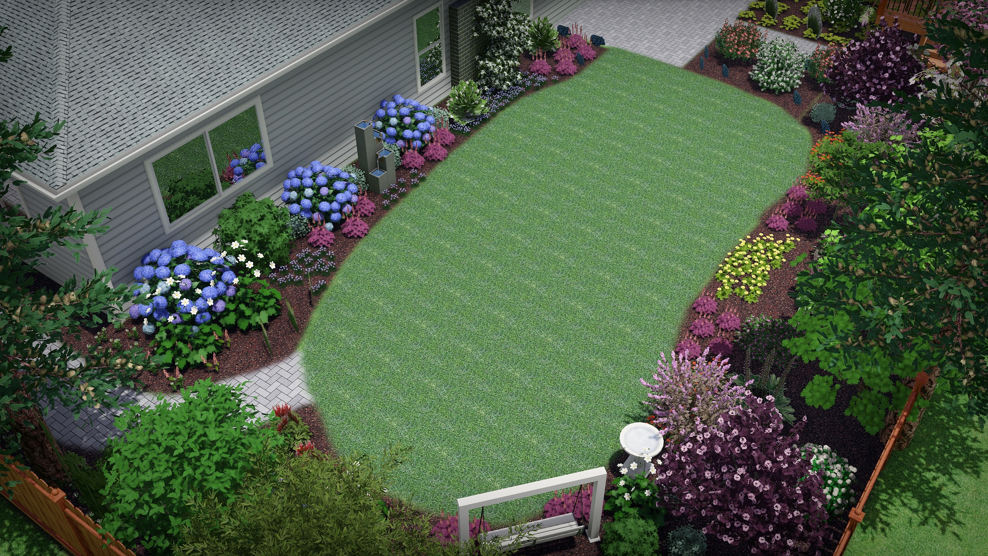 Colorful landscape design by Vibe Gardens LLC
